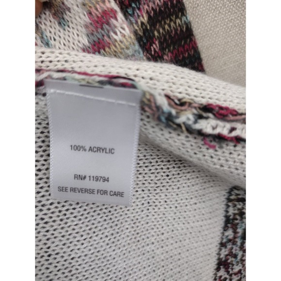 One World Cardigan Women's Medium Multicolor Boho Aztec Lightweight Midi Duster - Picture 5 of 6